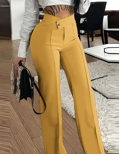 Slim Straight-leg Pants With Buckle Trousers